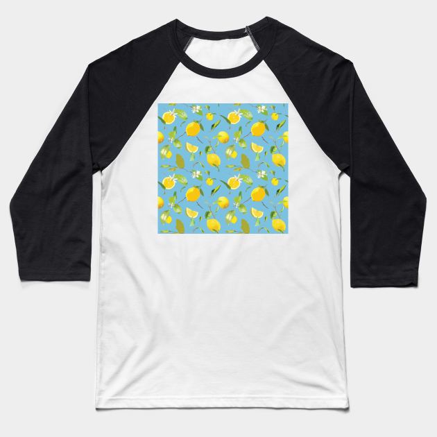 watercolor lemon leaves 5 Baseball T-Shirt by B&K